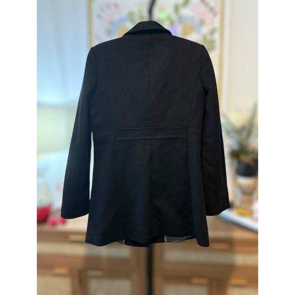 J. Crew Wool Ruffle Trim Front Button Pea Coat 17501 Black Womens Size Small - Picture 3 of 9